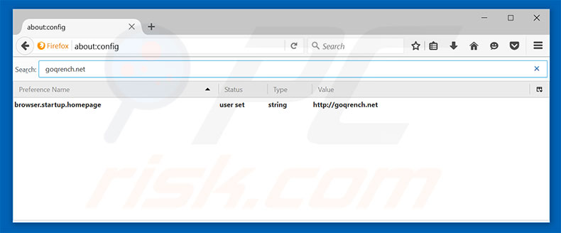 Removing goqrench.net from Mozilla Firefox default search engine