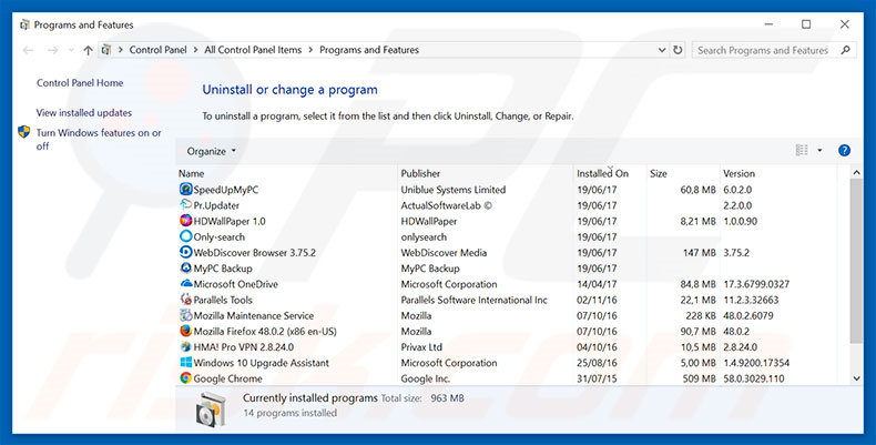 goqrench.net browser hijacker uninstall via Control Panel