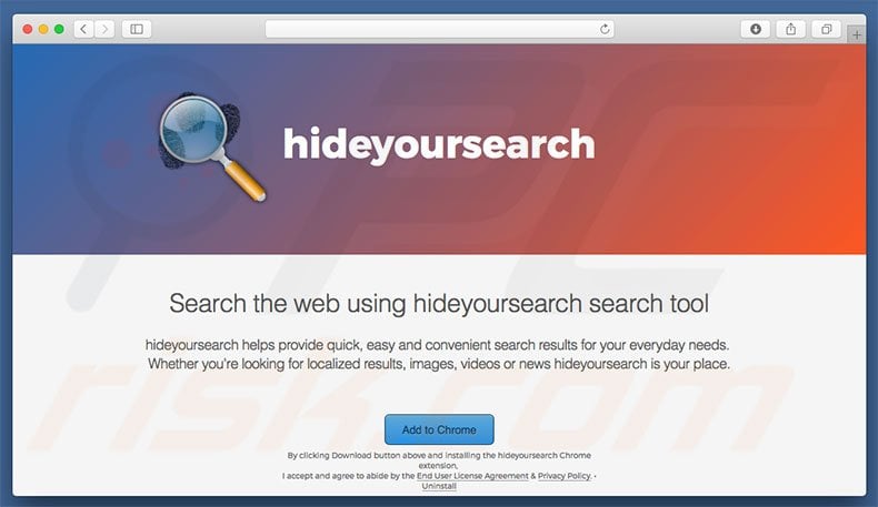 Dubious website used to promote search.hideyoursearch.com