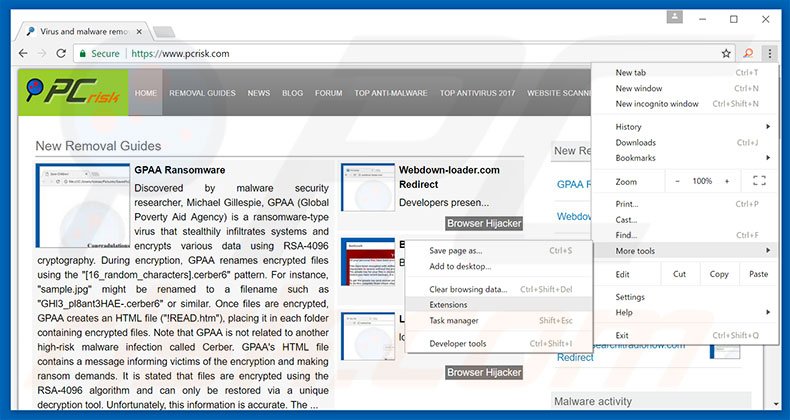 Removing Error Virus - Trojan Backdoor Hijack  ads from Google Chrome step 1