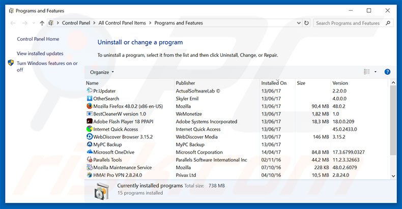 Error Virus - Trojan Backdoor Hijack adware uninstall via Control Panel