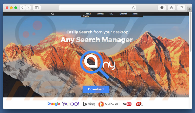 Dubious website used to promote search.anysearch.net