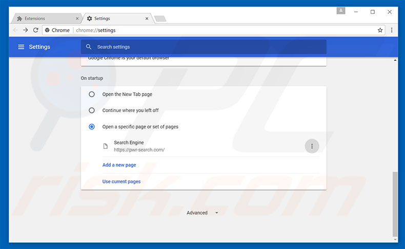 Removing pwr-search.com from Google Chrome default search engine