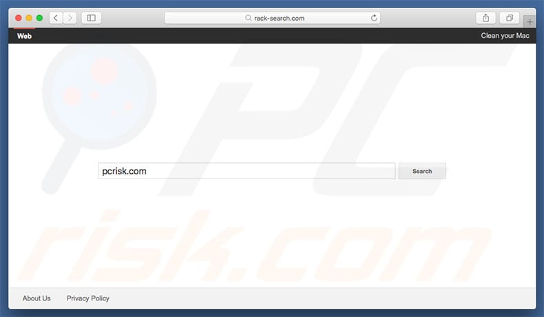 rack-search.com browser hijacker on a Mac computer