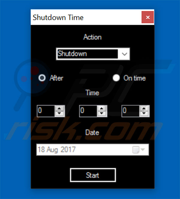 Potentially unwanted program ShutDownTime