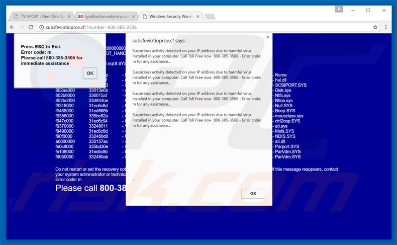 suspicious activity on your ip oszustwo