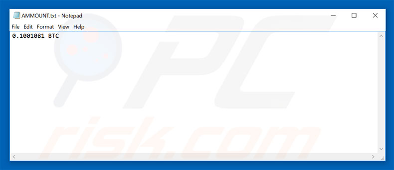 SyncCrypt ransomware's AMMOUNT.txt file