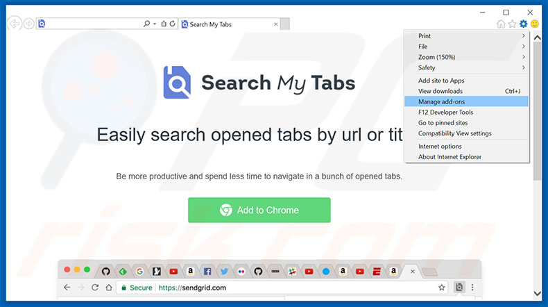 Removing Search My Tabs ads from Internet Explorer step 1