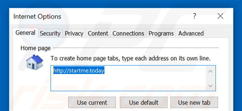 Removing startme.today from Internet Explorer homepage