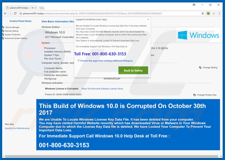windows license key data file scam variant 2