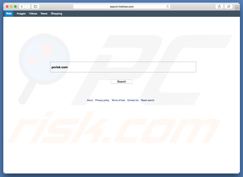 search.froktiser.com browser hijacker on a Mac computer