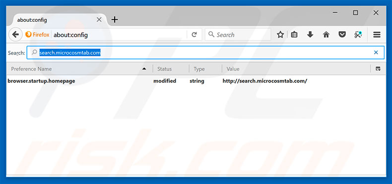 Removing search.microcosmtab.com from Mozilla Firefox default search engine