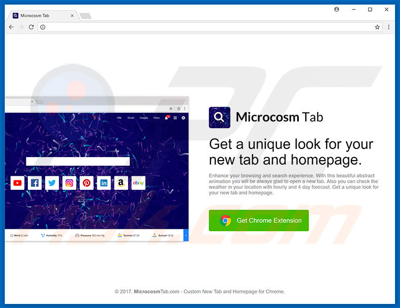 Website used to promote Microcosm browser hijacker
