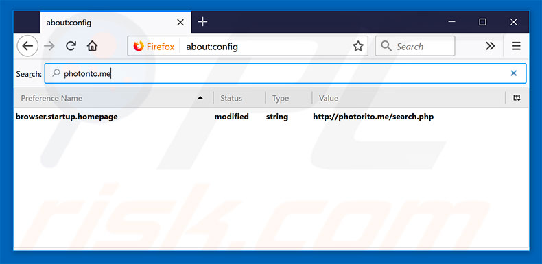 Removing photorito.me from Mozilla Firefox default search engine