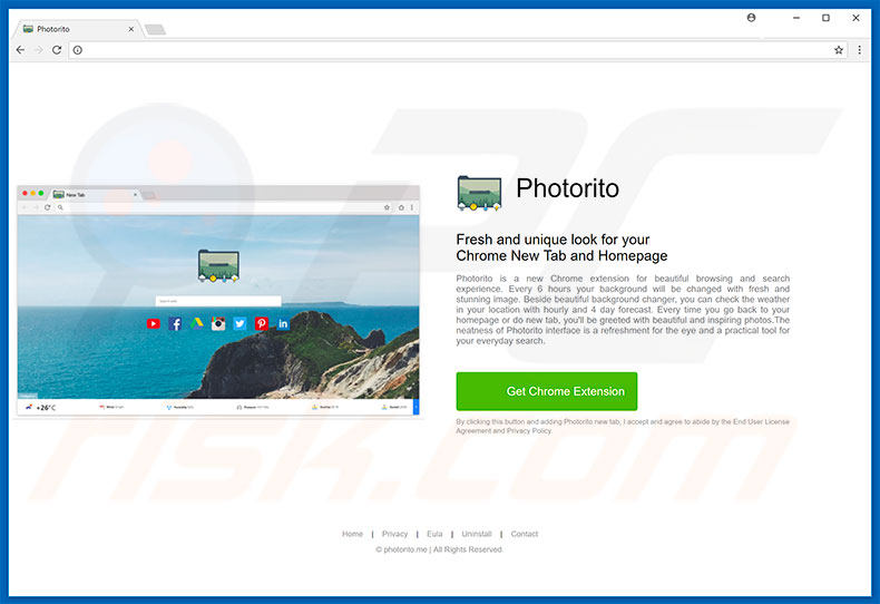 Website used to promote Photorito browser hijacker