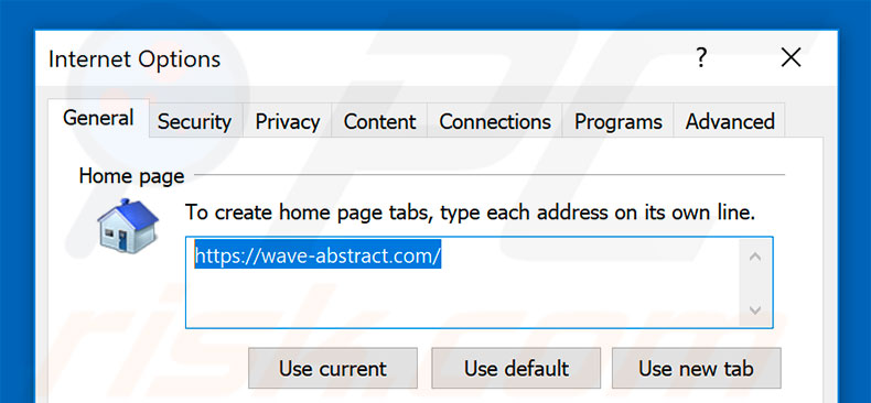 Usuwanie wave-abstract.com ze strony domowej Internet Explorer