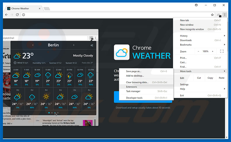 Removing Weather For Chrome  ads from Google Chrome step 1