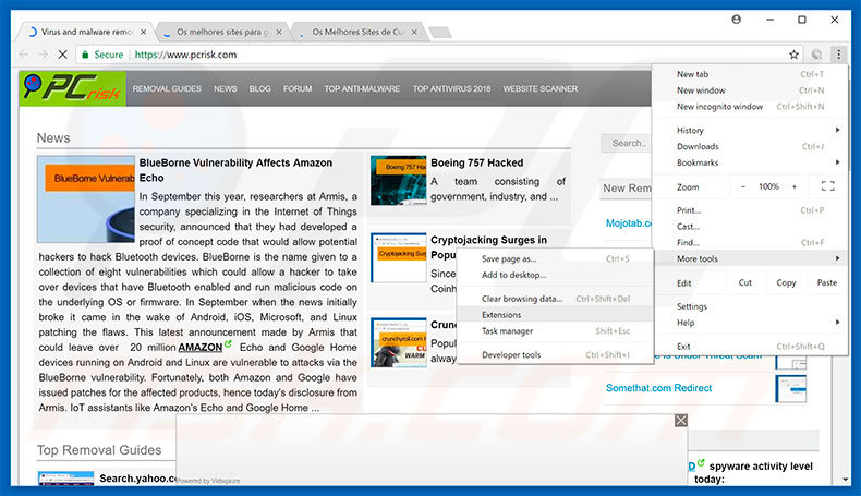 Removing Windows Detected ZEUS Virus  ads from Google Chrome step 1