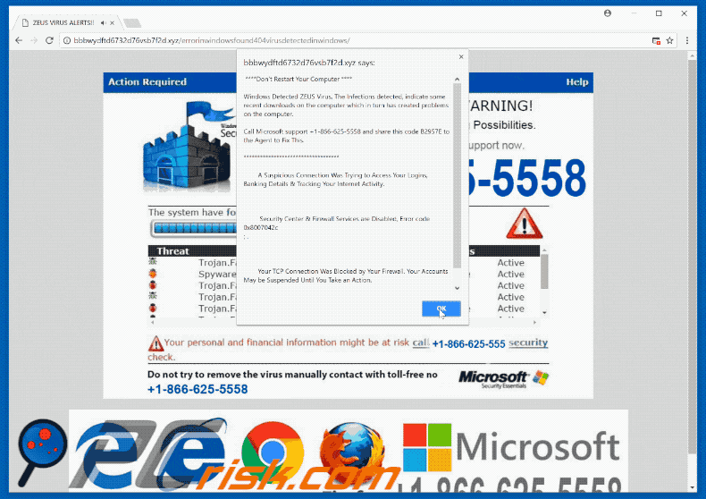 Windows Detected ZEUS Virus scam gif
