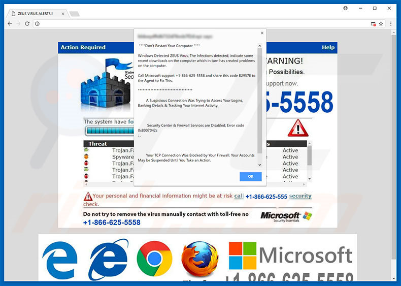 Windows Detected ZEUS Virus adware