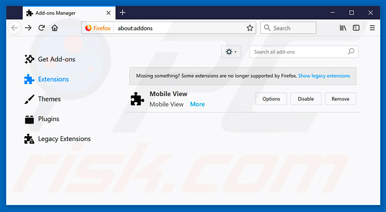 Removing Call Microsoft Support ads from Mozilla Firefox step 2