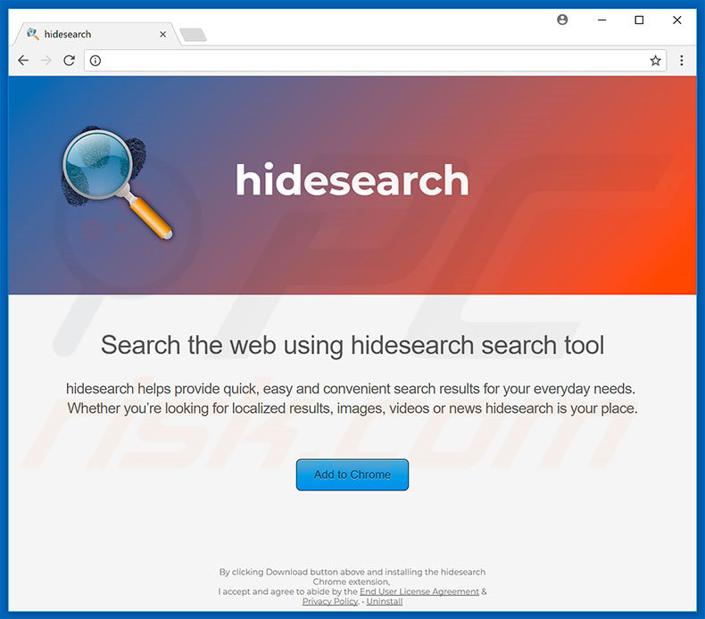 Witryna używana do promocji porywacza przeglądarki hidesearch
