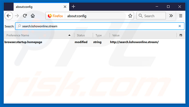 Removing search.kshowonline.stream from Mozilla Firefox default search engine