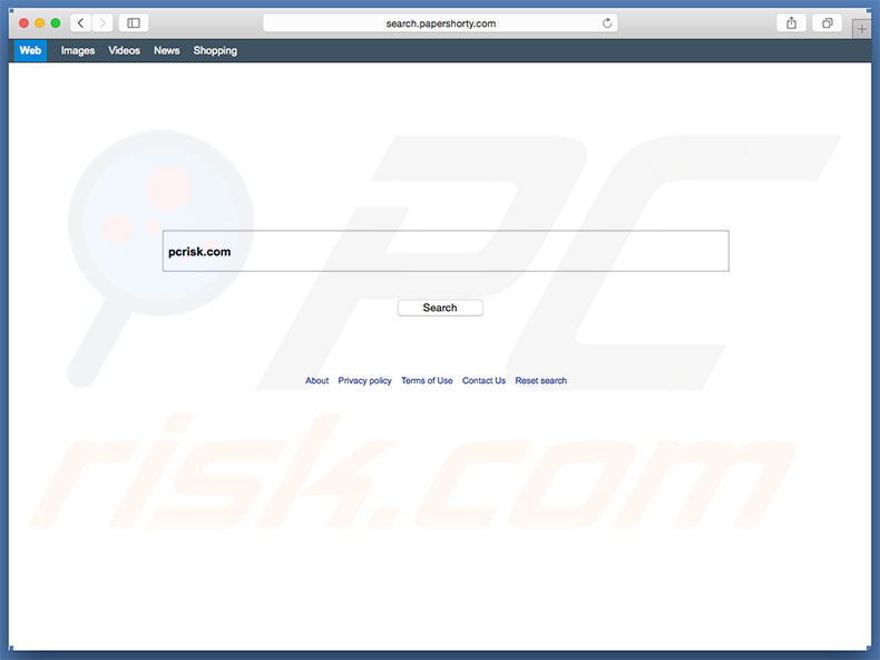 search.papershorty.com browser hijacker on a Mac computer