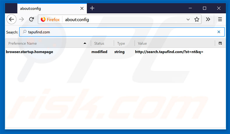 Removing search.tapufind.com from Mozilla Firefox default search engine