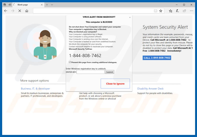 VIRUS ALERT FROM MICROSOFT adware