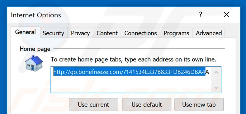 Removing go.bonefreeze.com from Internet Explorer homepage