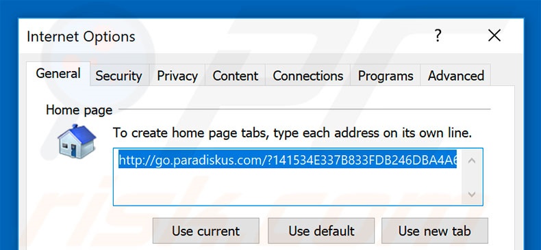 Removing go.paradiskus.com from Internet Explorer homepage