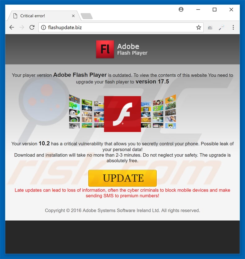 fałszywe oprogramowanie Adobe Flash na Androida .apk spyware 