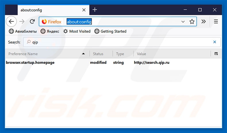 Removing qip.ru from Mozilla Firefox default search engine