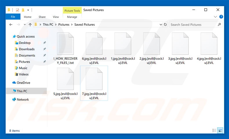 Files encrypted by Evil Locker