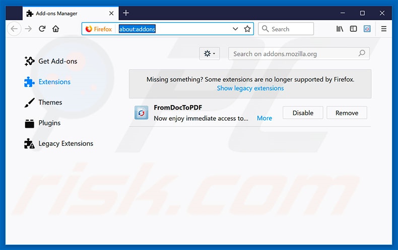 Removing hp.myway.com related Mozilla Firefox extensions