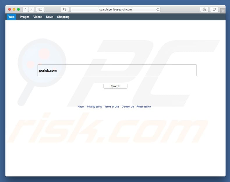 search.genieosearch.com browser hijacker on a Mac computer