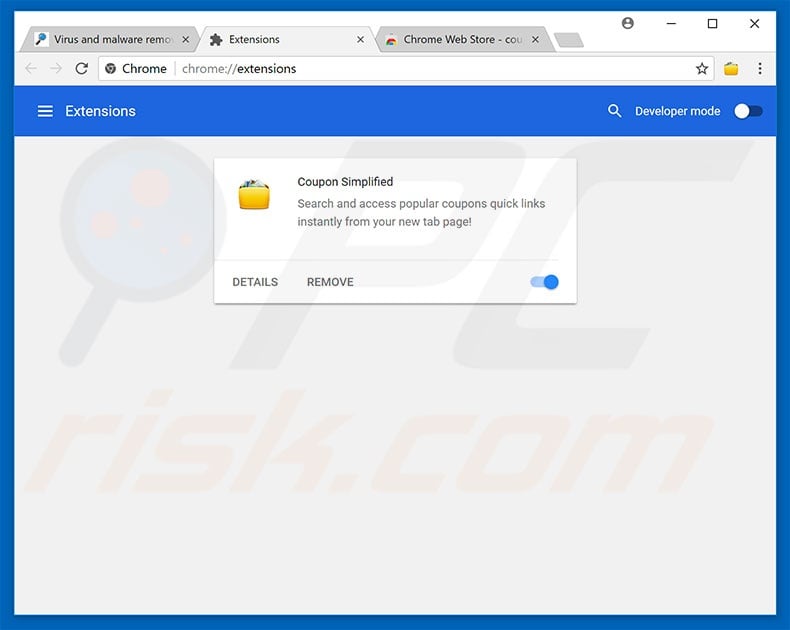 Removing Amazon Shopping Assistant ads from Google Chrome step 2