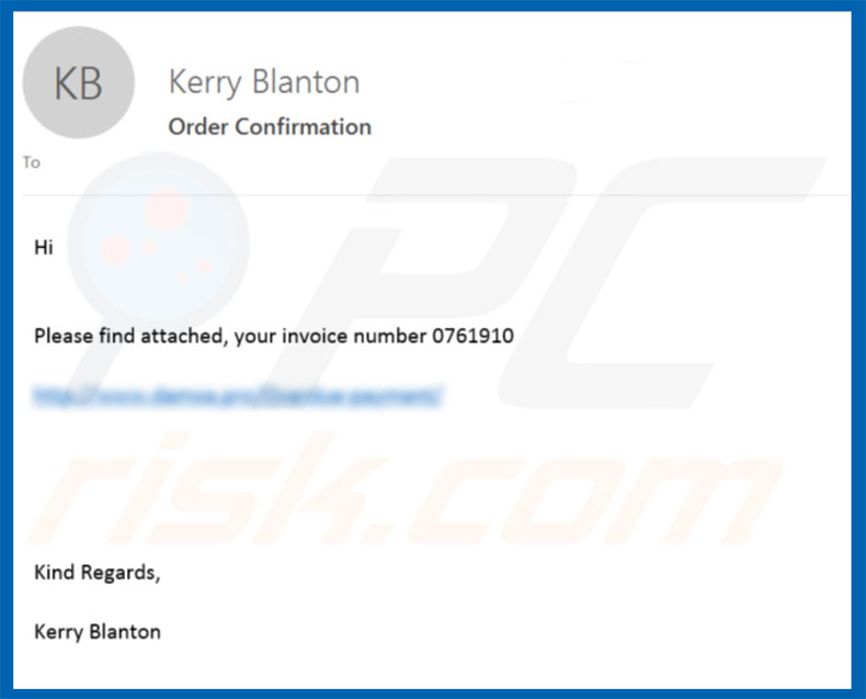 Malware wirusowe Order Confirmation Email