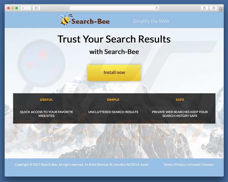 Dubious website used to promote search.search-bee.com