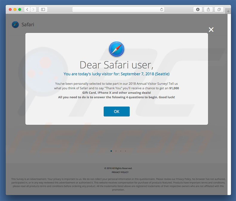Dear Safari User, You Are Today's Lucky Visitor scam