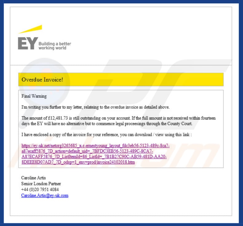 Ernst & Young Email Virus malware