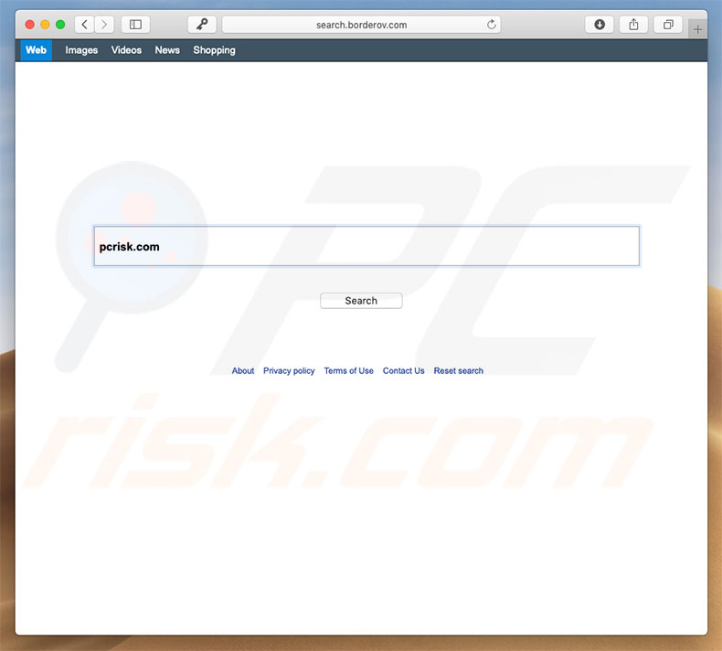 search.borderov.com browser hijacker on a Mac computer