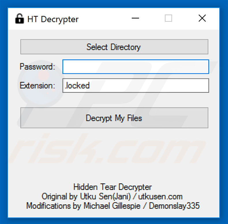 Hidden Tear decrypter by Michael Gillespie