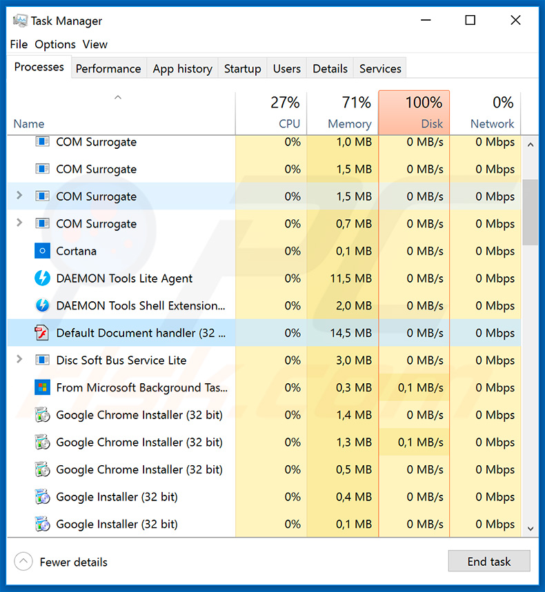 NanoCore RAT in Windows Task Manager