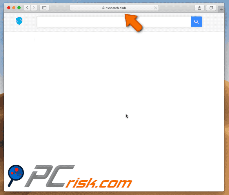 Appearance of nvsearch.club fake search engine