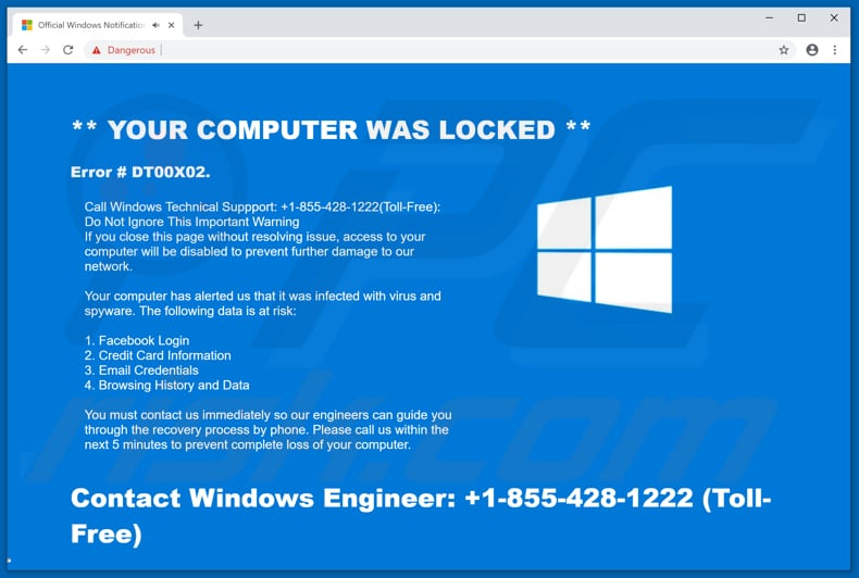 witryna waslocked wyświetlająca okno pop-up