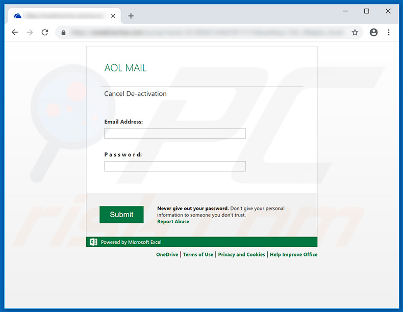 Fałszywa witryna AOL Mail używana do phishingu