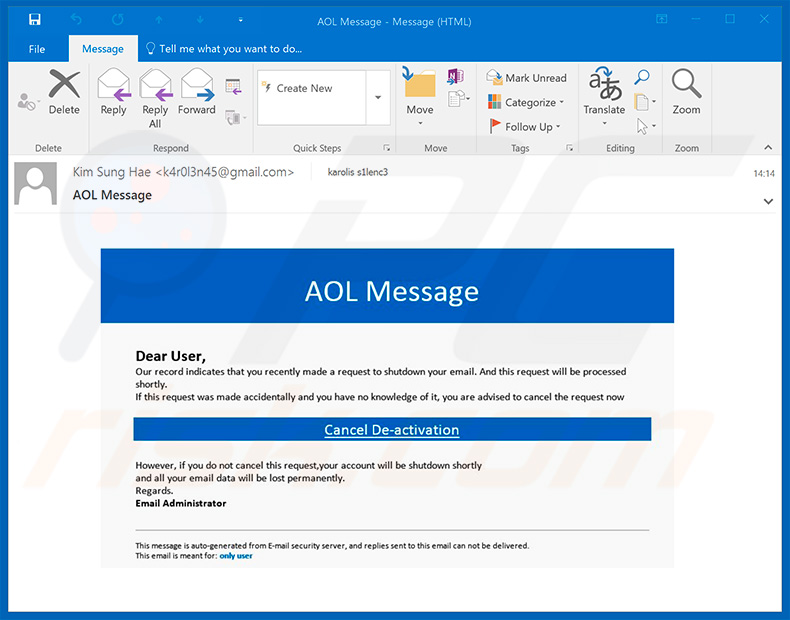 Kampania spamowa oszustwa e-mailowego AOL