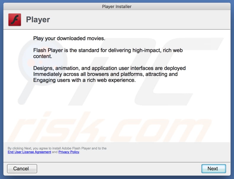 deceptive Flash Player installer